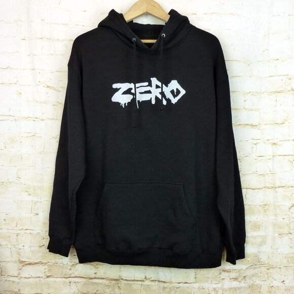 Y2K VTG Zero Skateboards Eat Me Hoodie Mens L Black Logo Spell Out Skate Grunge - Picture 4 of 13